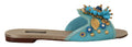 Women's Blue Crystal Exotic Leather Sandals Viscose