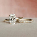 2CT Oval & Round Cut Moissanite Engagement Ring Set In Sterling Silver
