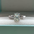 2CT Oval & Round Cut Moissanite Engagement Ring Sets In Sterling Silver