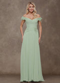 Elegant Pleated A-Line Lace Off-The-Shoulder Chiffon Mother Of The Bride Dresses