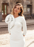 Sheath/Column Scoop Neck 3/4 Sleeves Ankle-Length Elastic Satin Mother Of The Bride Dresses With Flower(s)