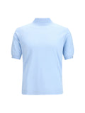 Prada Short-Sleeve Cotton Sweater — Blue