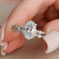 5CT 9*11mm Oval Cut Moissanite Engagement Rings Sets In Sterling Silver