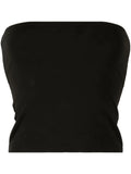 Brunello Cucinelli Strapless Cotton Bandeau Top — Black