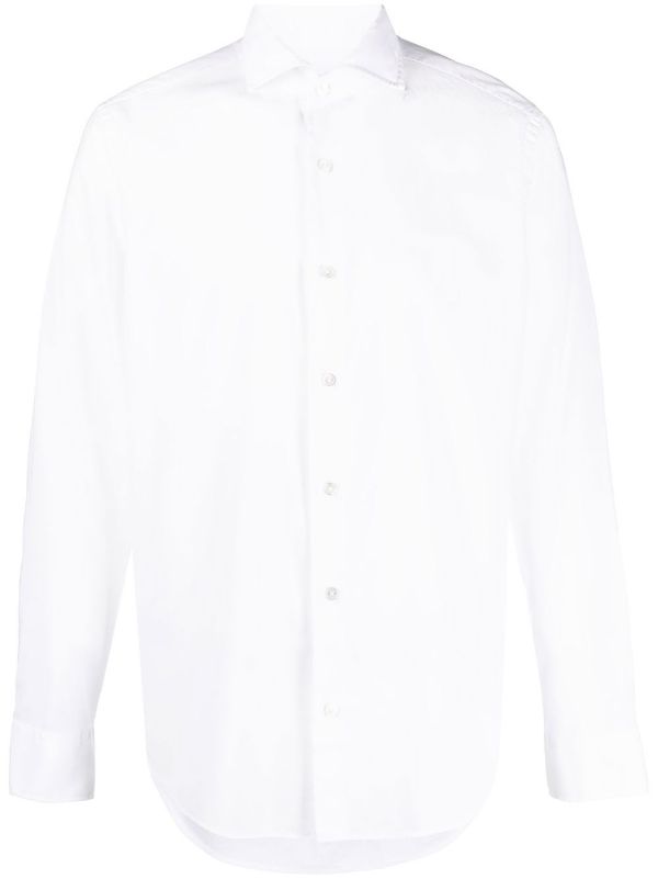 Fedeli Long-Sleeve Stretch-Cotton Shirt — white