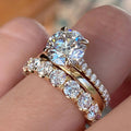 2CT Round Cut Moissanite Solitaire Engagement Rings Sets In Sterling Silver