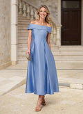 Elegant Off-The-Shoulder A-Line Ankle-Length Satin Mother Of The Bride Dresses