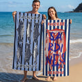 Toalla de playa personalizada con nombre y dibujo en la mochila Fiesta en la playa Regalo de cumpleaños para los amantes de la pesca
