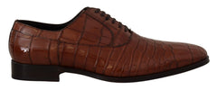 Brown Crocodile Leather Mens Formal Derby Shoes Exotic Skin
