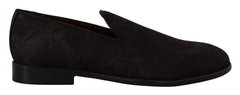 Men's Floral Brocade Loafer Black Viscose Cotton Silk