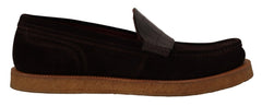 Men's Crocodile And Suede Loafer Brown Leather