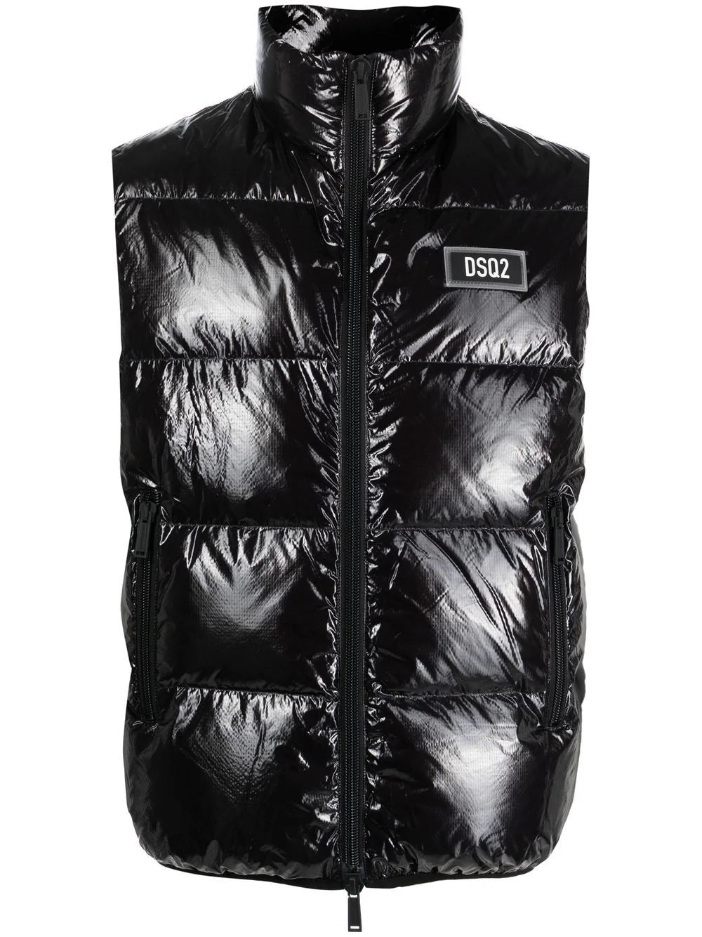 Dsquared2 Logo-Patch Quilted Padded Vest — Black