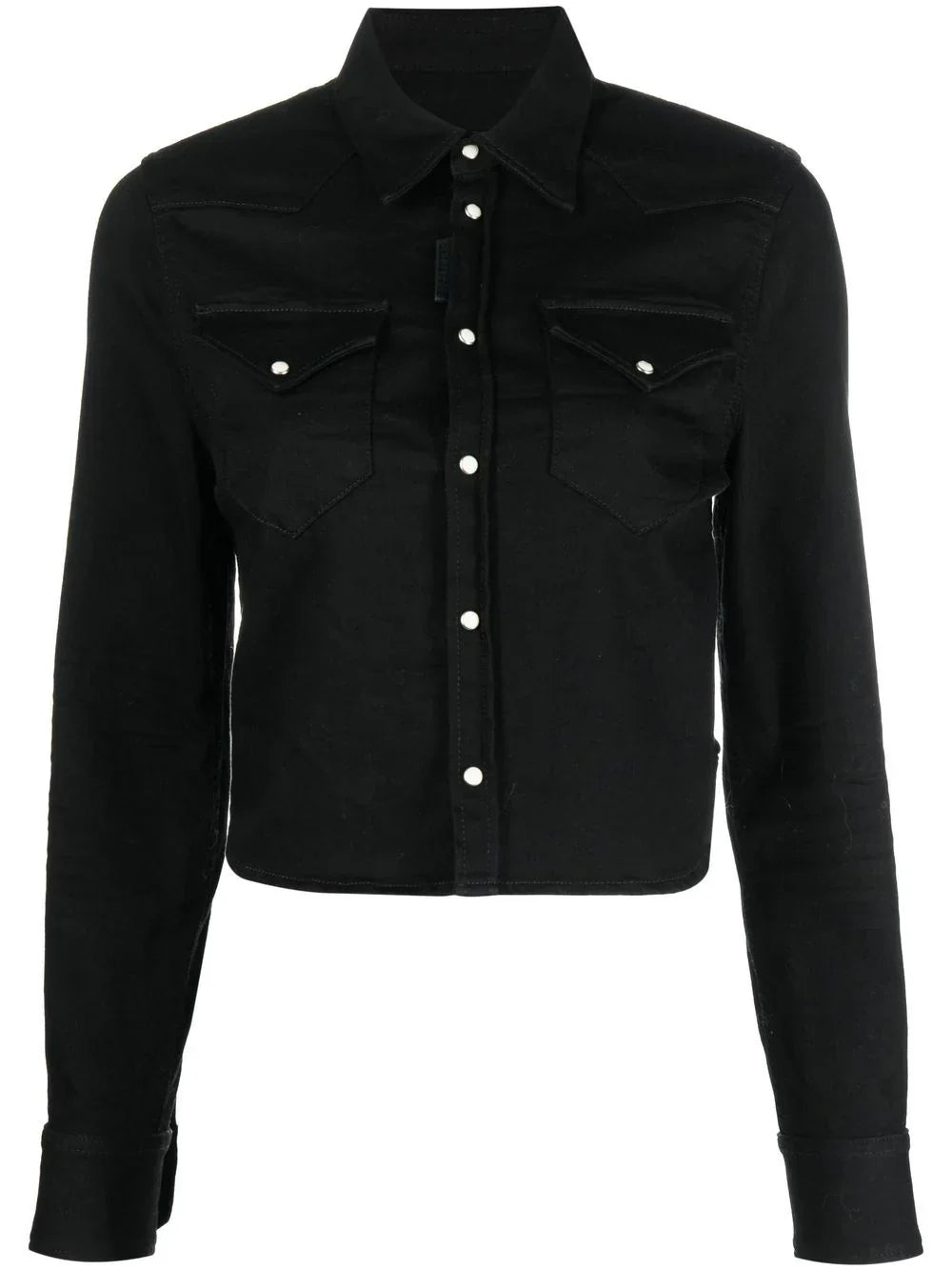 Dsquared2 Cropped Denim Shirt — Black