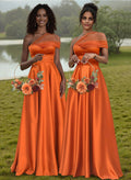 Unique Semi Sheer Illusion One-Shoulder Satin Bridesmaid Dresses
