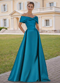 A-Line Off-The-Shoulder Sleeveless Satin Mother Of The Bride Dresses