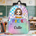 Mochila de cuadros personalizada con nombre y bolsillos laterales Regalo de cumpleaños de vuelta al cole para niños y niñas