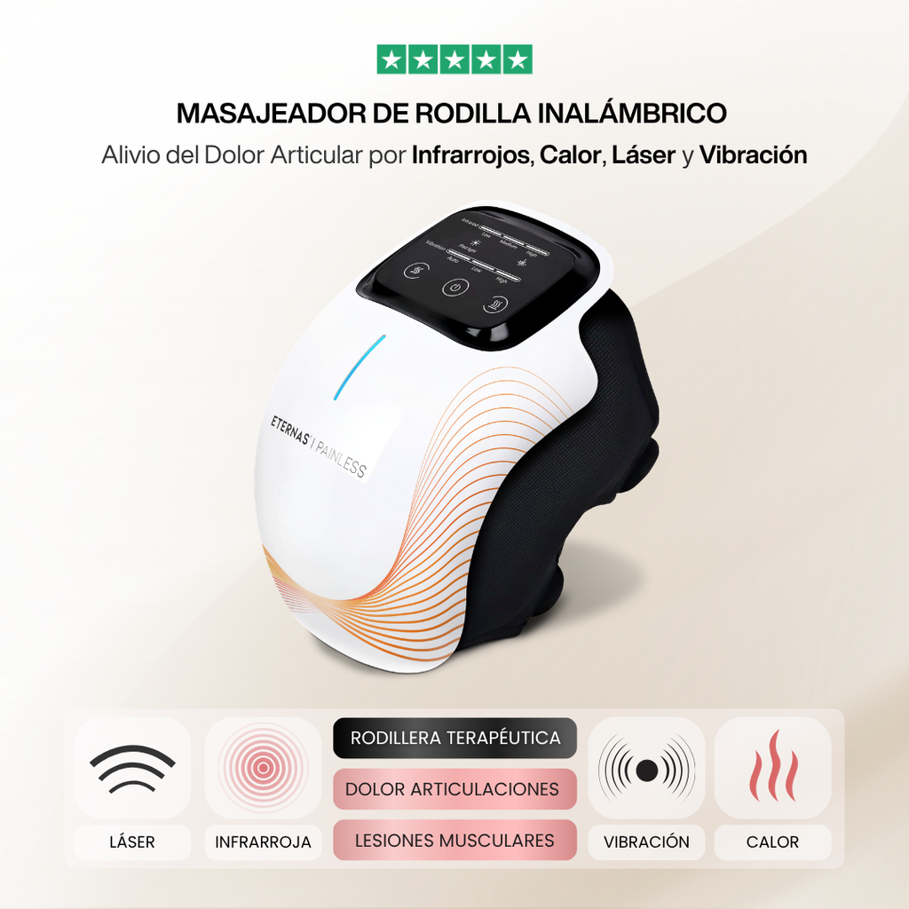 Masajeador de Rodilla Inalámbrico | Alivio del Dolor Articular por Infrarrojos, Calor, Láser y Vibración