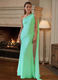 Trumpet/Mermaid One-Shoulder Sleeveless Floor-Length Chiffon Mother Of The Bride Dresses With Sweeping Side Drape