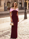 Sheath/Column Off-The-Shoulder Floor-Length Elastic Satin Mother Of The Bride Dresses With Back Slit