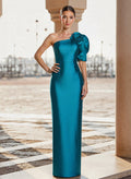 Sheath/Column One-Shoulder Floor-Length Mother Of The Bride Dresses With Flower(s)