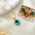 Personalizado Cat Eye Photo Necklace Dainty Jewelry Birthday Memorial Gift for Women Pet Lovers