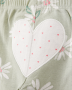 Conjunto tres piezas algodón pantalón y dos bodies diseño corazones
