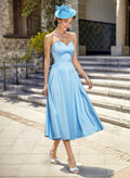 Elegant Sweetheart Sleeveless A-Line Tea-Length Satin Cocktail Dresses