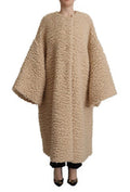 Women's Beige Cashmere Wool Faux Fur Coat Jacket Clothing