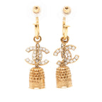 Gold Plated Enamel CC Bell Drop Push Back Earrings