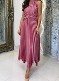 A-Line One-Shoulder Sleeveless Ankle-Length Charmeuse Evening Dresses With Pleated
