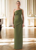 Sheath/Column Strapless Sleeveless Floor-Length Elastic Satin Mother Of The Bride Dresses With Pleated/Back Slit
