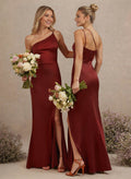 One-Shoulder Trumpet/Mermaid Satin Bridesmaid Dresses