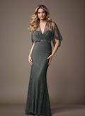 Trumpet/Mermaid V-Neck Short Sleeves Lace Mother Of The Bride Dresses