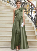Jumpsuit/Pantsuit One-Shoulder Satin Mother Of The Bride Dresses With Bow(s)