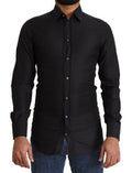Men's Black Gold Cotton Slim Dress Formal Shirt