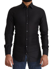 Men's Black Gold Cotton Slim Dress Formal Shirt