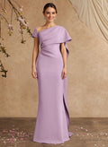 Sheath/Column Sleeveless Floor-Length Elastic Satin Mother Of The Bride Dresses With Sweeping Side Drape