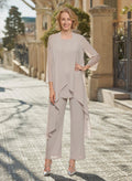 Matching Sets Simple Scoop Neck Long Sleeves Chiffon Mother Of The Bride Dress