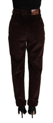Women's Bordeaux Corduroy Cotton Trouser Tapered Pants Elastane