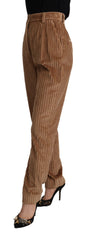 Women's Brown Corduroy Cotton Trouser Tapered Pants