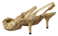 Women's Crystal-Embellished Slingback Heel Gold Lambskin