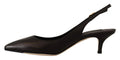Women's Leather Slingback Heel Black