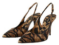 Women's Brown Slingbacks Leather Tiger Shoes Moluro Python
