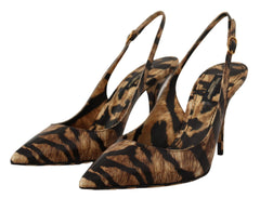 Women's Brown Slingbacks Leather Tiger Shoes Moluro Python