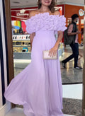 Dreamy Flower(s) Off-The-Shoulder A-Line Chiffon Evening Dresses