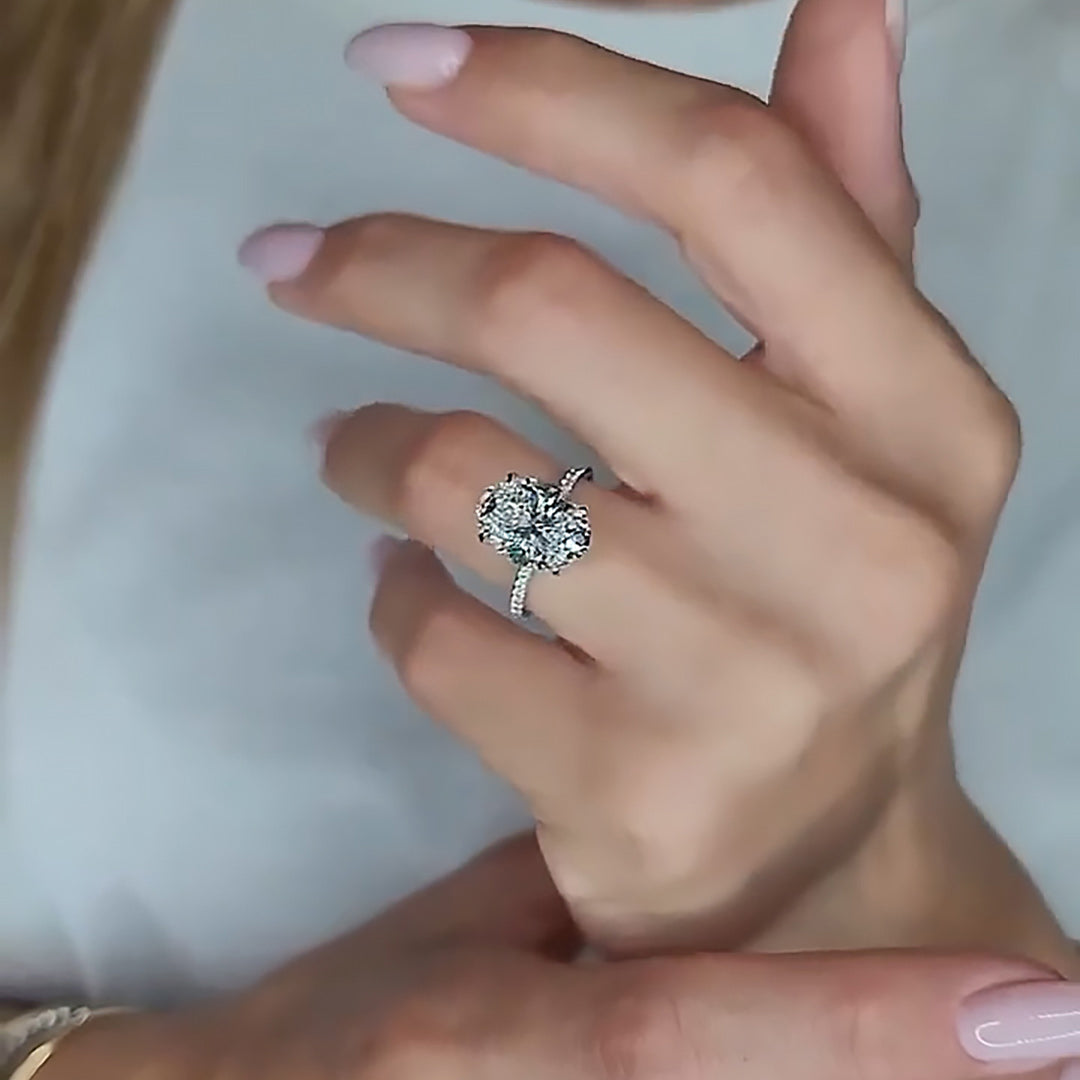 6CT Round Cut/Oval Cut Moissanite Engagement Rings In Sterling Silver