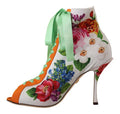Women's White Jersey Stretch Boots Open Toes Heels Shoes Elastane