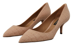 Women's Crocodile-Embossed Leather Pump Beige