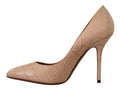 Women's Crocodile-Embossed Leather Heel Beige