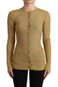 Women's Viscose Blend Cardigan Gold Polyester Clothing